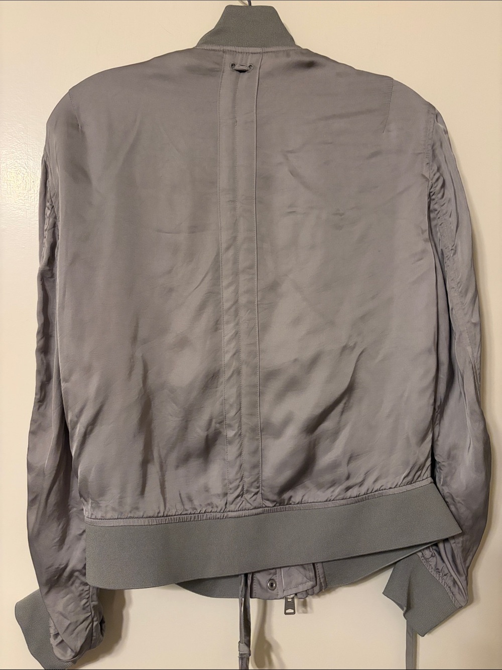 AllSaints Light Gray Satin Bomber Jacket - Picture 4 of 4